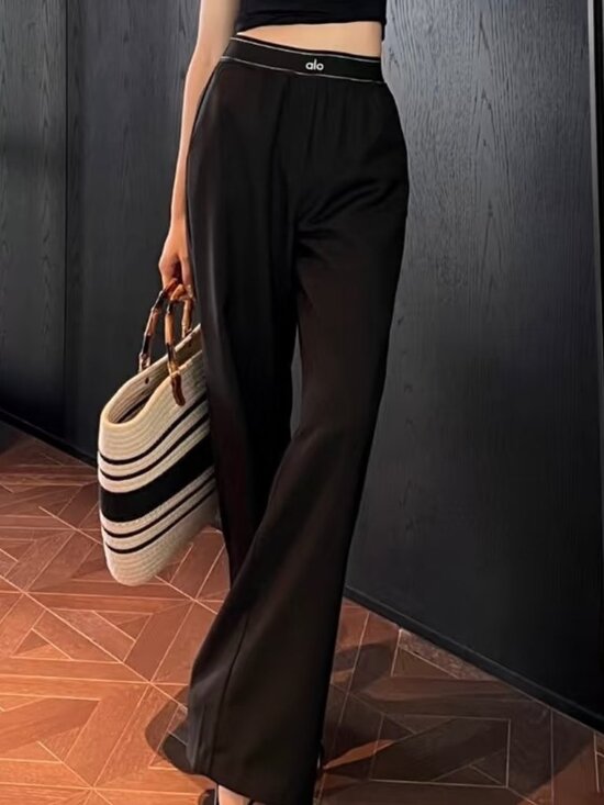 ALO Yoga Pants - 🔭Alo Yoga Black Wide-Leg Pants 🍙Hot Selling Casual Sports